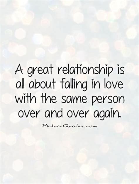 Follow azquotes on facebook, twitter and google+. A great relationship is all about falling in love with the same... | Picture Quotes