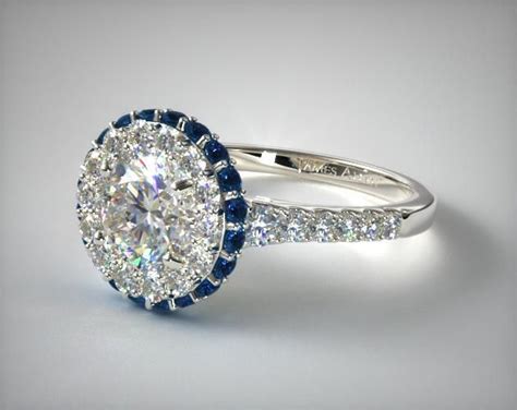 K White Gold Sapphire Accented Falling Edge Engagement Ring Unique