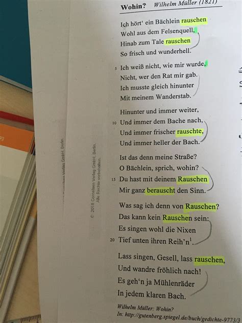 welches metrum hat das gedicht wohin‘‘ von wilhelm müller schule deutsch