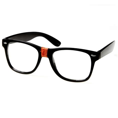 Retro Nerd Geek Color Tape Clear Lens Horned Rim Glasses 8624 Steve