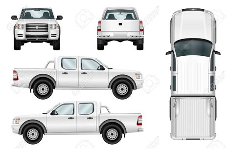 Perbedaan truk 100ps dan 120ps juga terlihat jelas dari bentuk kabinnya. Pickup truck vector template isolated car on white ...