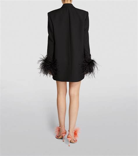 Feather Trim Blazer Dress