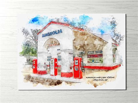 Magnolia Mobil Gas Station Little Rock Arkansas Art Print — She Studios