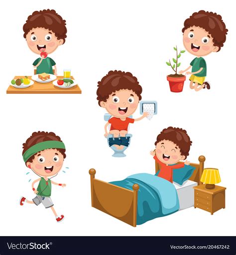 Kids Daily Routine Royalty Free Vector Image Vectorstock