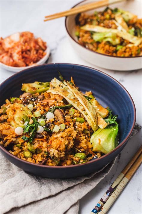 Vegetarian Kimchi Fried Rice High Protein Dinner Abbeys Kitchen