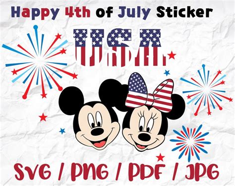 4th of July SVG l Mickey & Minnie Mouse l Fire Works l Fourth | Etsy