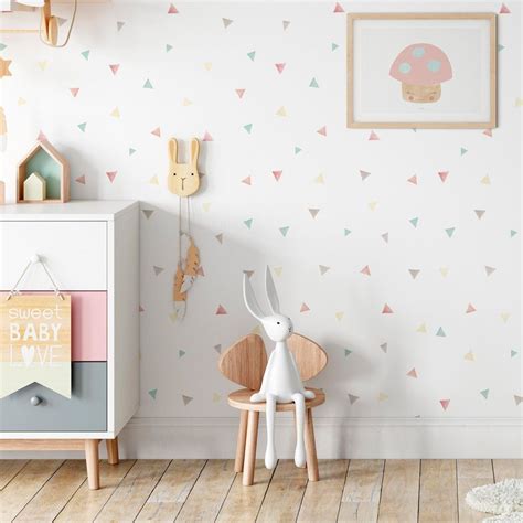 Papel Pintado Triangulos Rosa Niñas Kid Room Decor Bedroom Wall