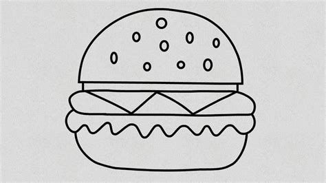 How To Draw Hamburger Step By Step Hamburger Drawing For Kids