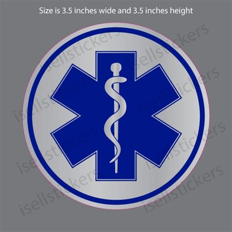 Reflective Ems Star Of Life Emergency Bumper Sticker Vinyl Window Decal