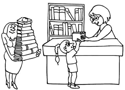 Librarian Bringing Books In The Library Coloring Page Coloring Pages Librarian Books
