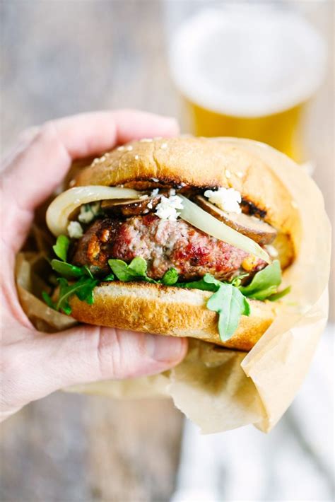 Chipotle Blue Cheese Burgers With Mushrooms And Onions Live Simply