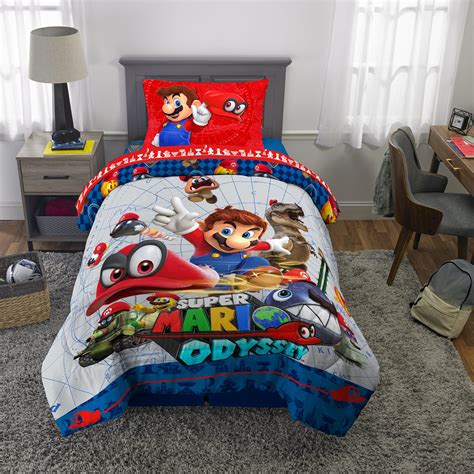 Super Mario Odyssey Kids Microfiber Bed In A Bag Bedding Bundle Set