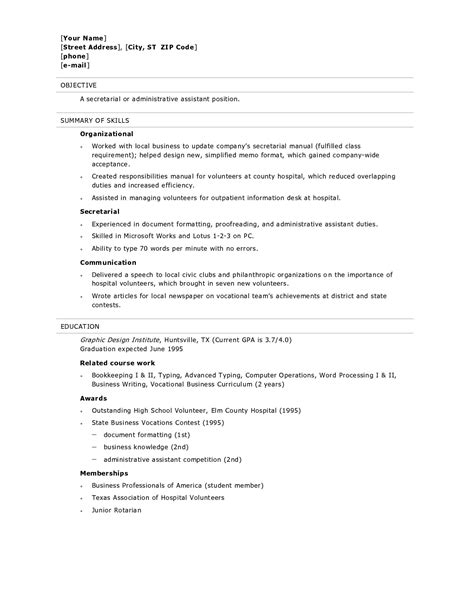 Resume Examples For High School Graduate Free Resume Templates