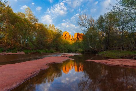Cathedral Rock Reflection In Oak Creek Sedona Arizona Fine Art