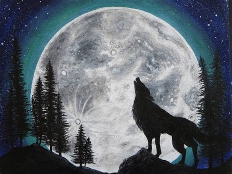 Painting Of Wolf Howling At The Moon Howling Moonlight Wolvden