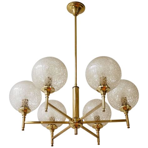 Murano Globe Glass And Brass Chandelier At 1stdibs