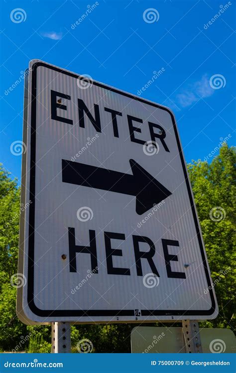 Right Arrow Enter Here Sign Stock Image Image Of Arrow