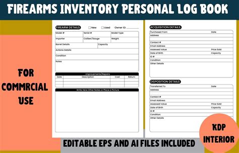 Firearms Inventory Personal Log Book Graphic By Cool Worker · Creative
