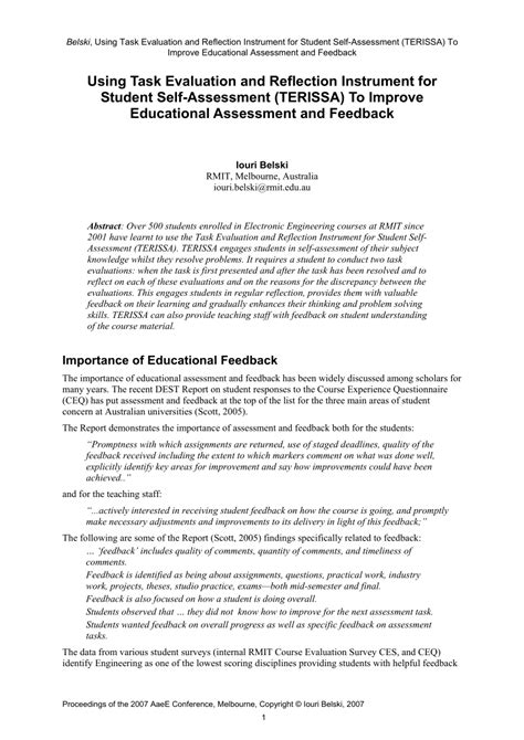 The genesis of reflection in novice teachers. Self assessment and reflection paper. Essay samples for ...