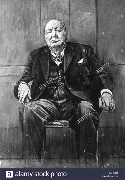 Winston Churchill Painting By Graham Sunderland 1954 Stock Photo