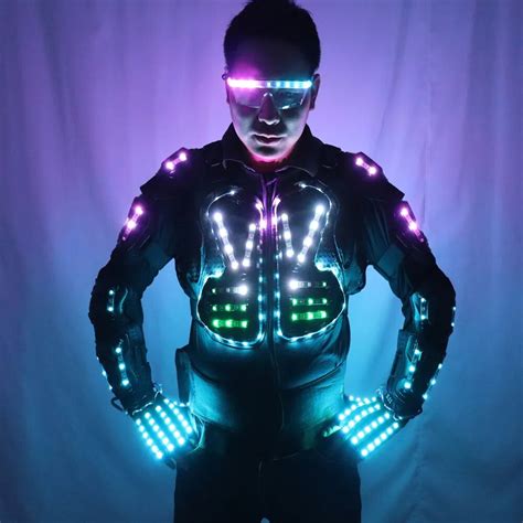 Full Color Led Luminous Armor Light Up Jacket Glowing Costumes Suit Bar Dance Team Ds Singer Dj
