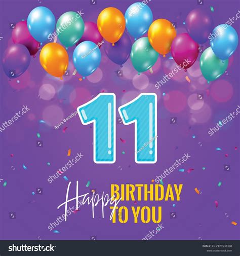Happy 11th Birthday Greeting Card Vector Stock Vector Royalty Free