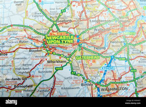 La Mappa Stradale Di Newcastle Upon Tyne Inghilterra Foto Stock Alamy
