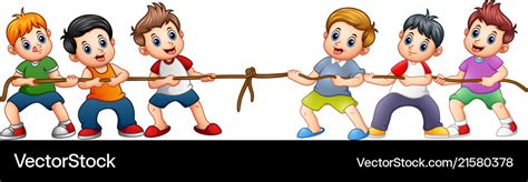 Group Of Children Playing Tug Of War Royalty Free Vector