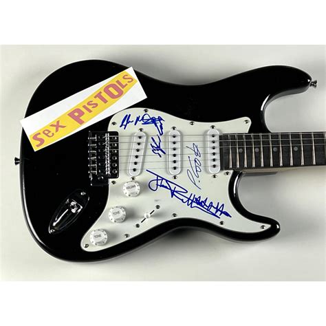 Sex Pistols 39 Electric Guitar Band Signed By 4 With Johnny Rotten Steve Jones Paul Cook