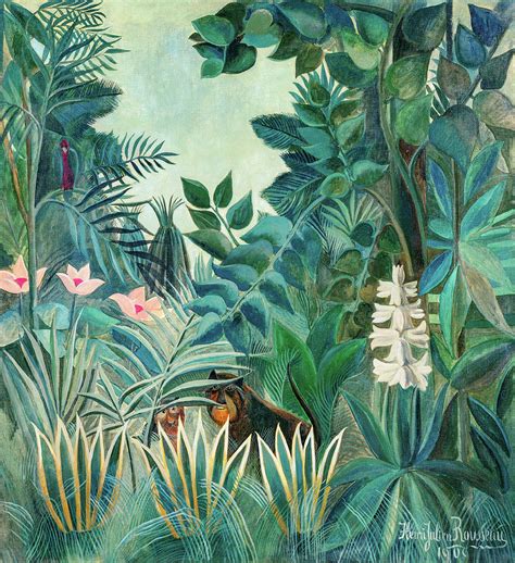 Wildlife In Tropical Jungle Painting Painting By Henri Rousseau Fine
