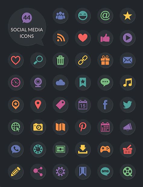 40 Social Media Icons Set Free Psd Psdexplorer