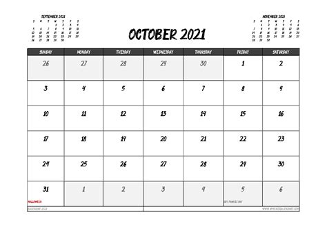 October 2021 Calendar Uk Printable 12 Templates