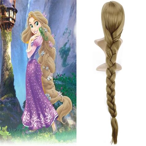 Hot Anime Tangled Rapunzel Princess Cosplay Wig Halloween Long Braid Play Wig Party Stage High