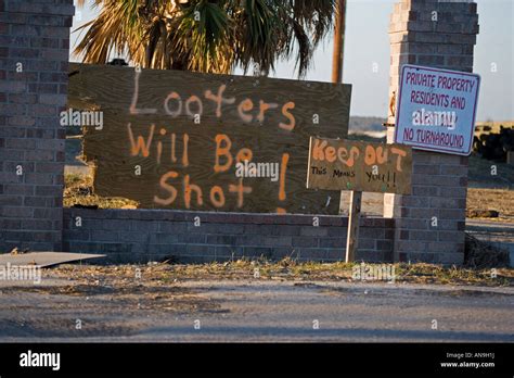 Sign Warning Looters In The Aftermath Of Hurricane Katrina Slidell