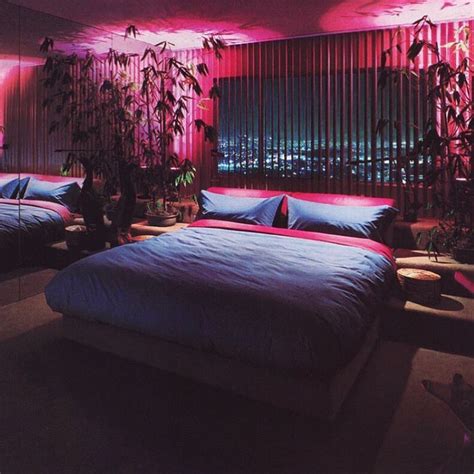 80s inspired glam bedroom styled with classic vertical blinds 80s style bedroom neon