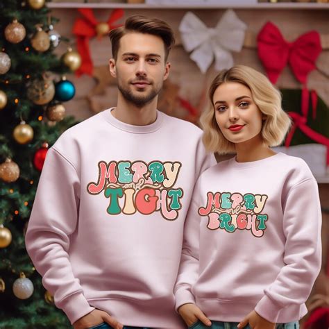 Funny Matching Couples Christmas Sweatshirt Unisex Funny Couples Ugly Christmas Sweater Merry