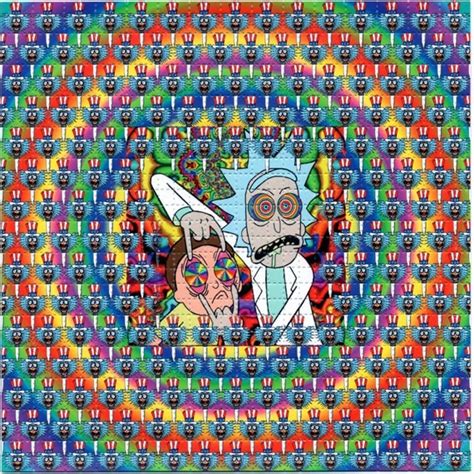 Rick And Morty Tripping Blotter Art Perforated Acid Art