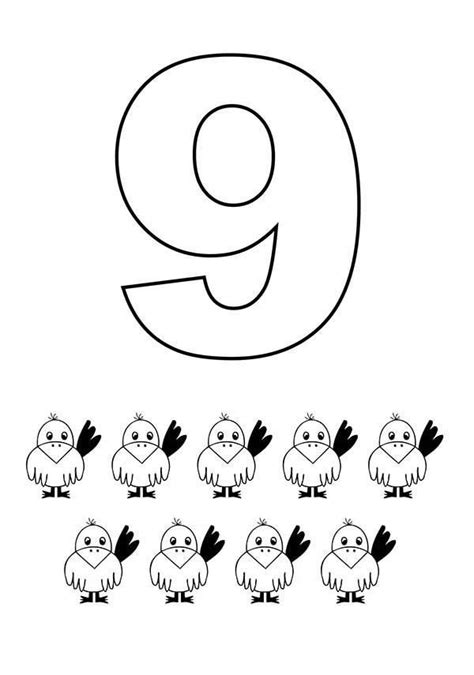 Preschool Kids Learning Number 9 Coloring Page Angel Coloring Pages