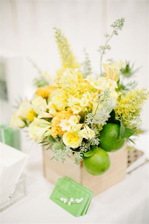Revel Lime Yellow Centerpiece Inspiration Wedding Flowers Yellow