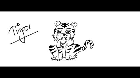 Easy Kids Drawing Lessonshow To Draw Cute Tiger Baby For Kids Youtube