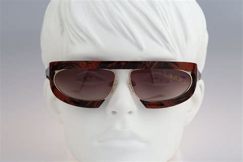 Futuristic Sunglasses Silhouette M 8020 Vintage 80s Unique Black And Red Avant Garde Mask