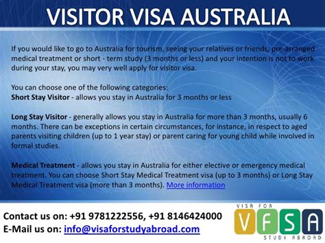 You would need to input this yourself since it requires you to choose (a) type of visa, (b) for this australian visa guide, we'll be tackling the visitor visa (subclass 600) which lets tourists visit australia for the following purposes Tourist or visitor visa for uk, australia and canada