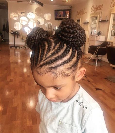 Style a curved braid that slightly goes on one side and a tight dutch braid that you can place in cornrow braided hairstyles for kids are a great way to keep her hair under control and out of her geometric patterns are great in braids for kids. So adorable via @tiff_styles - https ...