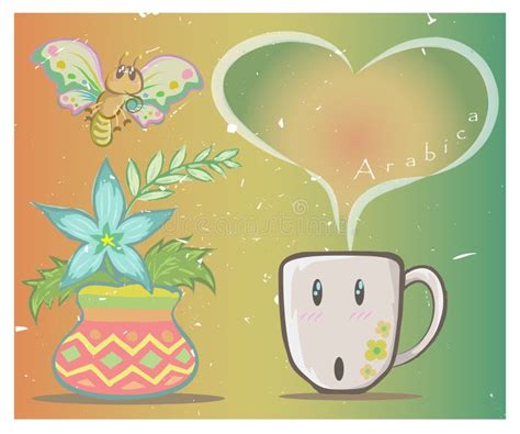 Coffee Cup And Butterfly Vector Stock Vector Illustration Of Espresso