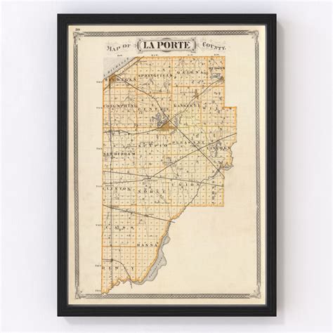 Vintage Map Of La Porte County Indiana 1876 By Teds Vintage Art