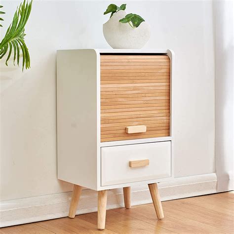 Cherry Tree Furniture Take Bedside Table With Slatted Bamboo Sliding