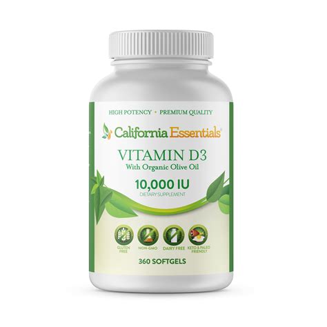 California Essentials Organic Vitamin D3 10000 Iu Softgels 250mcg With