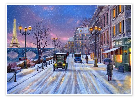 Wandbild „winter In Paris Von Dominic Davison Posterloungede