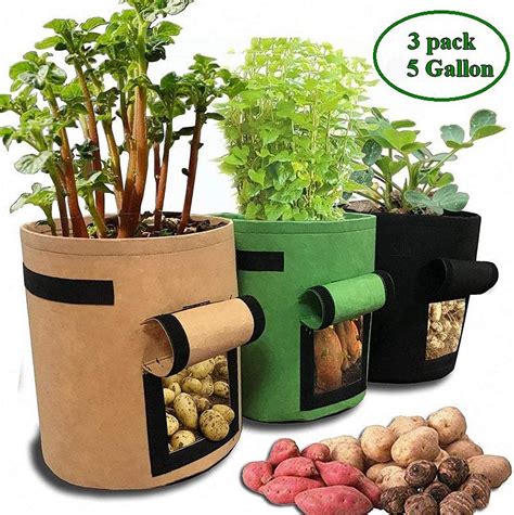 Skrskr 3 Pack Plant Bag Potato Grow Container Gardening Plant Growing