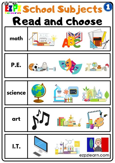 School Subjects Esl Printable Worksheets And Exercise